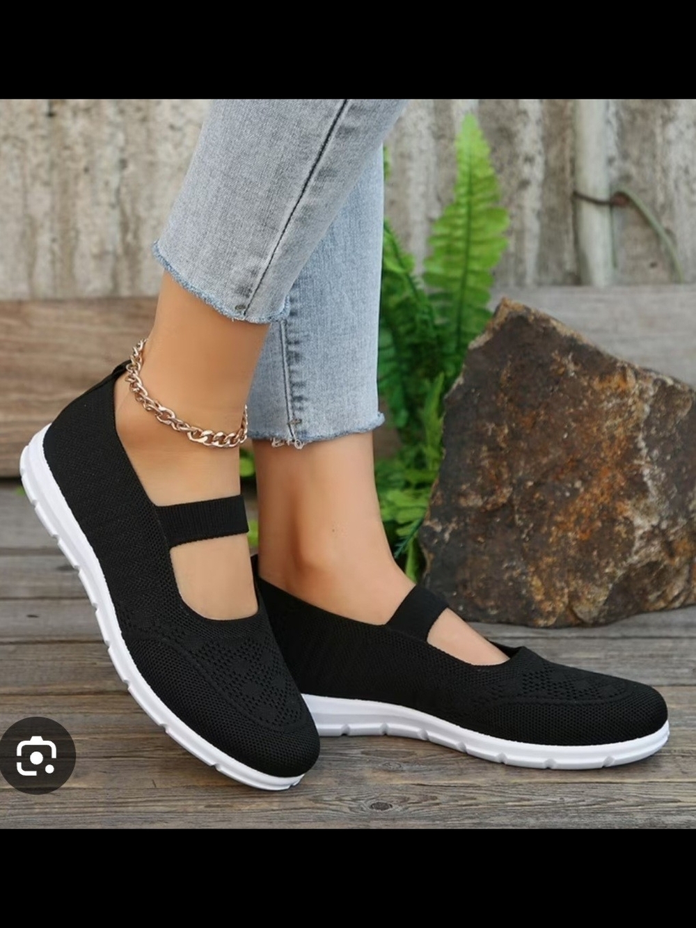 Tommy Bahama Black Knit Mary Jane Slip-On Flats